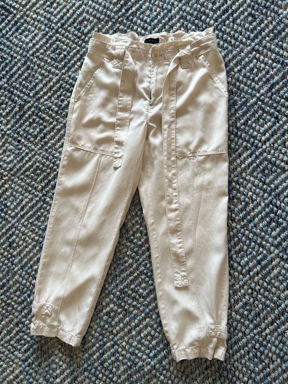 Banana Republic Cream Paperbag Waist Pants with Self-Tie